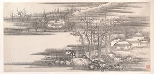 Landscapes of the Twelve Months, ca. 1685 (album med tolv maleriblade; blæk på papir) af Xian Gong