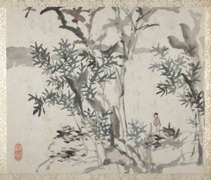 Album med landskaber og kalligrafi til Liu Songfu af Xugu