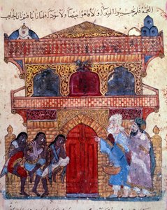 den borgerlige al-Harith (Al Harith), søn af Hammam, og den omvandrende navigatør Abu-Zayd (Abu Zayd).(eller Al-Hariri eller Al Hariri) (1054-1122) i Lumi af Yahya ibn Mahmud Al Wasiti