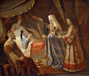 Metropolit Alexis helbreder den tatariske dronning Taidula fra blindhed af Yakov Fyodorovich Kapkov