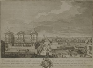 Udsigt over de nybyggede kamre overfor Anichkov-portene i Sankt Petersborg, 1753 af Yakov Vasilyevich Vasilyev