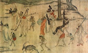 Vassal bringer deres hyldest til Tang-hoffet, ca. 600-673 (blæk og farve på silke) af Yan Liben (attr. to)