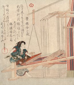 Hataori-vævning, c1829. af Yanagawa Shigenobu