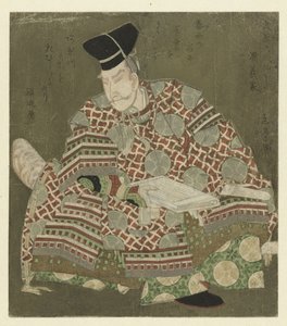 En siddende kriger af Yashima Gakutei