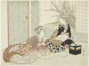 To kvinder læser af Yashima Gakutei