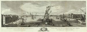 Udsigt over Neva nedstrøms fra Admiralitetet og Videnskabsakademiets bog til 50-årsdagen for Skt. Petersborg, 1753 af Yefim Grigoryevich Vinogradov