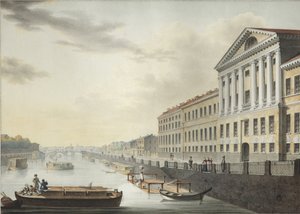 Udsigt over Fontanka-floden fra Izmailovsky-broen, 1820-1823 af Yermolai Ivanovich Yesakov