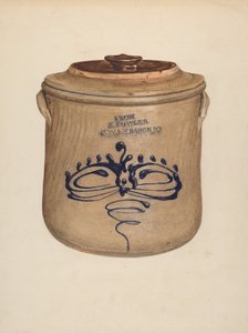 Crock med låg, ca. 1938. af Yolande Delasser