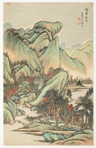 Autumnal Color Among Mount Quan og Mount Hua, fra et album med 12 blade