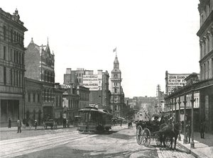 Bourke Street, der kigger mod øst, Melbourne, Australien, 1895. af York and Son