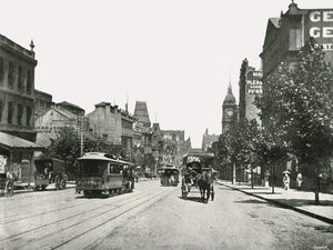Collins Street, set mod vest fra Russell Street, Melbourne, Australien, 1895. af York and Son