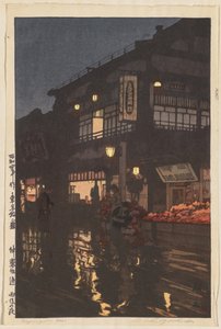 Tolv scener i Tokyo: Kagurazaka Street after a Night Rain (Tôkyô jûni dai: Kagurazaka-dôri, ugo no yoru), af Yoshida Hiroshi