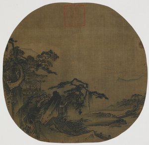 Landskab: pavilloner på en bjergside, et vandløb nedenfor, Ming-dynastiet, 1500-tallet. af Yuan Ma