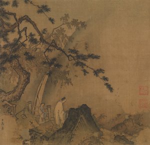Forsker ser på et vandfald, slutningen af det 12.-begyndelsen af det 13. århundrede. af Yuan Ma