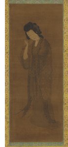 Den stående figur af en kvinde, sent Ming eller tidligt Qing-dynasti, 1600-tallet af Yuan Qian