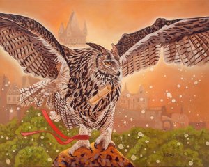 Owl messenger, 2023 (olie på lærred)