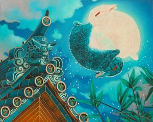 Rabbits moon, 2023 (olie på lærred)