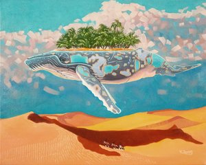 Whale oasis, 2023 (olie på lærred)