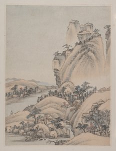 Landskaber, dateret 1668 (album med otte malerier; blæk og farve på papir) af Yuncong Xiao