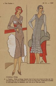 Meget parisisk, 1929, nr. 11: Creations Jenny. / 4. - Indfald. - Uld kjole... af Y.v. Luq