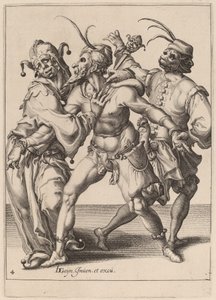 Tre dansende mummere, inklusive en nar