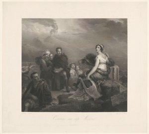 Corinne med et spil ved Capo Miseno Corinne au cap Misenel (titel på objekt) af Zachée Prévost