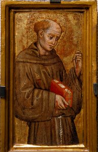 Sankt Francois af Assisi (Sankt Frans) Maleri af Zanino di Pietro (1389-1448) 1415 Dim 14x7 cm Assisi, Museum of the Treasure of the Basilica of San Francesco. Perkins College af Zanino di Pietro