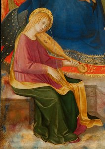 Madonna of Humility with Two Musician Angels. Detail: Musician Angel, c1450.dani af Zanobi Strozzi
