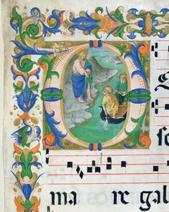 Ms 515 f.1r The Miraculous Draft of Fishes, fra en korbog, udført før 1449 detalje af 88903
