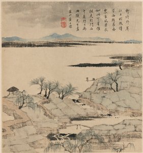Flodlandskab, maj-august 1666 af Zha Shibiao