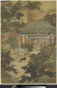 Jieyu forsvarer kejseren fra en bjørn, ca. 1740 (blæk og farve på papir) af Zhidao Cheng