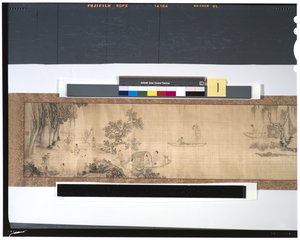 Fiskernes liv langs floden, 1700-tallet (blæk og farve på silke, håndrulle) af Zhou Shanguan
