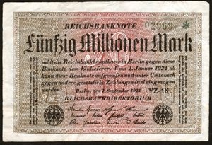50 millioner mark seddel, Tyskland af . .