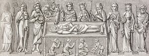 Efter basrelieffet på prinsesse Elisabeth af Ungarns grav (1207 - 1231) udgivet en katolsk helgen fra 