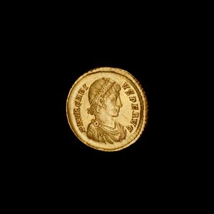 Gammel Konstantinopel-mønt, der forestiller Arcadius, 383-408AD (foto)