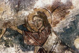 Engel, fresko i den byzantinske kirke Agios Georgios, Apodoulou, Kreta, Grækenland (foto) af Georg Carl Heinrich Dollmann