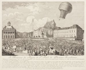 Bestigning af en Montgolfier-ballon i Versailles af Frederick (attr. to) Barnard