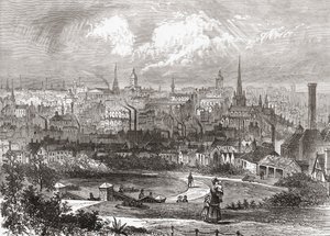 Birmingham, West Midlands, England i slutningen af det 19. århundrede, fra Our Own Country udgivet 1898 af Ferdinand Georg Waldmuller