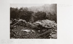 Breastworks på Little Round Top Hill, Gettysburg, Pennsylvania, juli 1863 af Ferdinand Georg Waldmuller
