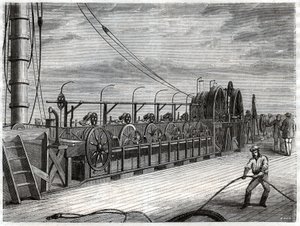 Kabel telegrafisk sous marin. Telegrafisk undersøisk kabel. af Frederick (attr. to) Barnard