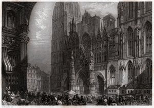 Cathedrale de Rouen, omkring 1850 (gravering) af . .