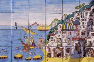 Keramik malede fliser, Positano, Amalfikysten, Campania, Italien
