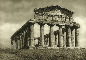 Ceres-templet i Paestum, bygget i 500 f.Kr. af Ferdinand Georg Waldmuller