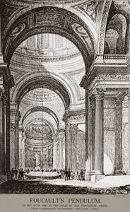Demonstration af Foucaults pendul ved Pantheon, Paris, Frankrig af Frederick (attr. to) Barnard