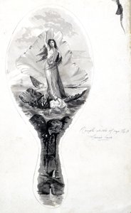 Design til en spejlbagside med Venus i hendes skal, c 1870-1875 af Frederick (attr. to) Barnard
