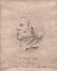 Eugene Delacroix "Jeg er ikke for mål, jeg er for uendelighed." omkring 1850 (tegning) af . .