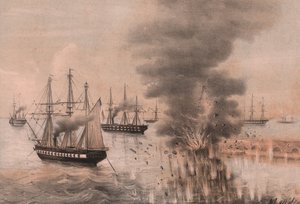 Eksplosion af Anconas lanterne ved siden af havet, belejring af Ancona af William Walcutt