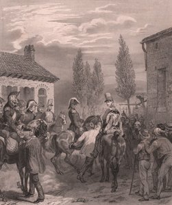 Fransk hær på vej ind i Belgien, august 1831, stålgravering på porcelænspapir af William Walcutt