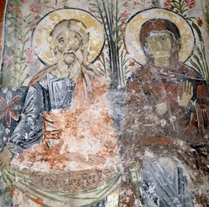 Fresker i klosteret Agios Panteleimon, Tilos-øen, Grækenland