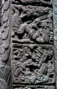 Hieroglyffer på Stela D ved Quirigua, Izabal, Guatemala, sen klassisk periode, ca. 600-900 e.Kr. (foto) af Hippolyte Lalaise Devéria